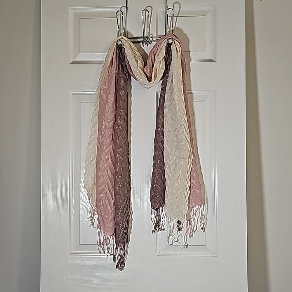 Pink Champagne Brown Fringe Scarf